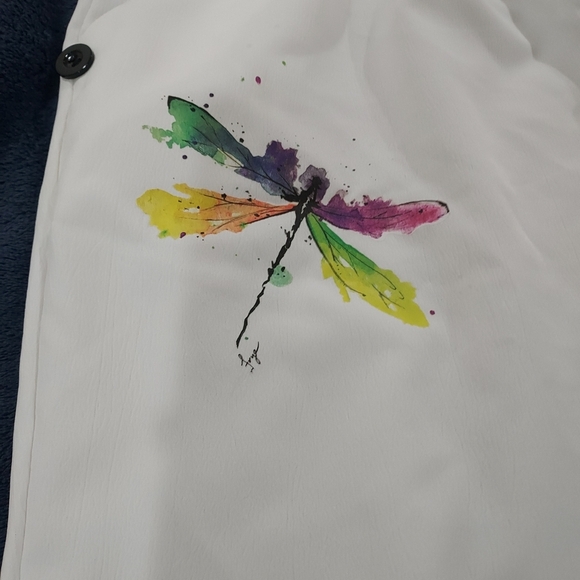 White Pants with Colorful Dragonfly Design Xxl - Picture 3 of 10